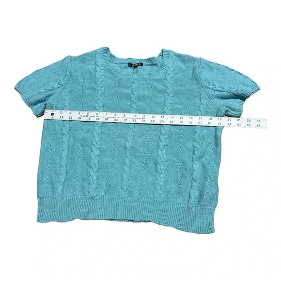21 Main Short‎ Sleeve Knit Sweater Top - Aqua Blue Womens Size large - Picture 5 of 6